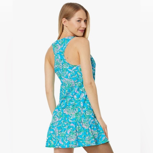 Lilly Pulitzer Mixed Doubles Dress UPF 50+ Cumulus Blue Chick Magnet size M - Picture 2 of 12